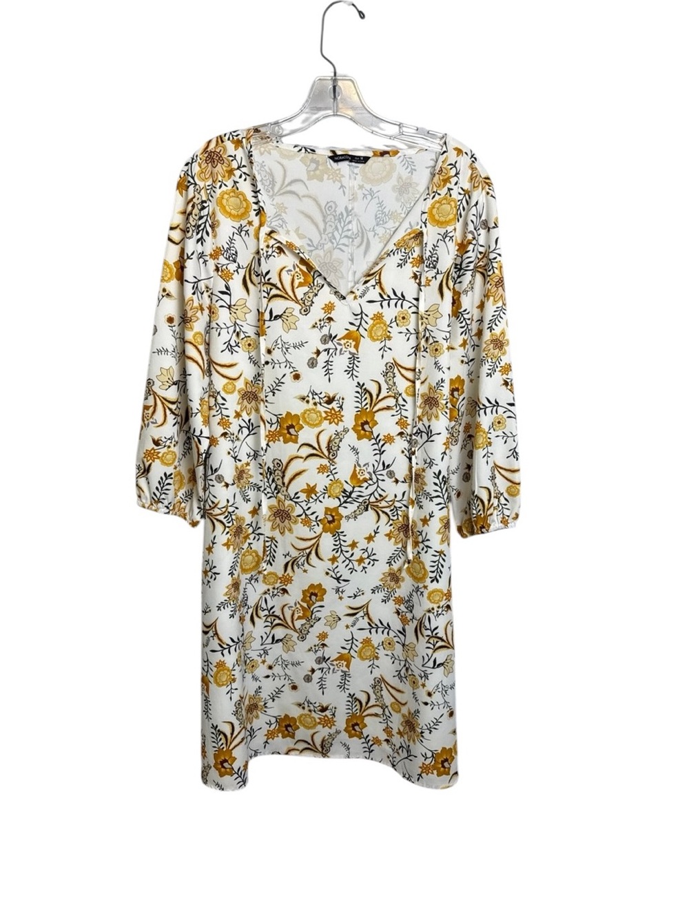 Noracora flower print girly romantic artsy midi dress front tie boho chic Medium